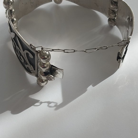 Vintage solid silver floral link panel bracelet - Picture 12 of 13
